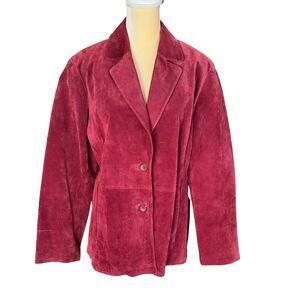 SIENA Vintage Suede Leather Jacket Red Maroon Size 16